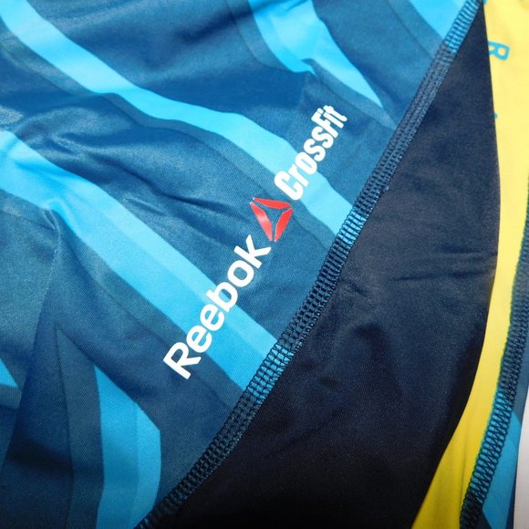 Reebok Crossfit Womens M Blue Yellow Train / Prepare For the Unknowable Tights - Picture 4 of 10